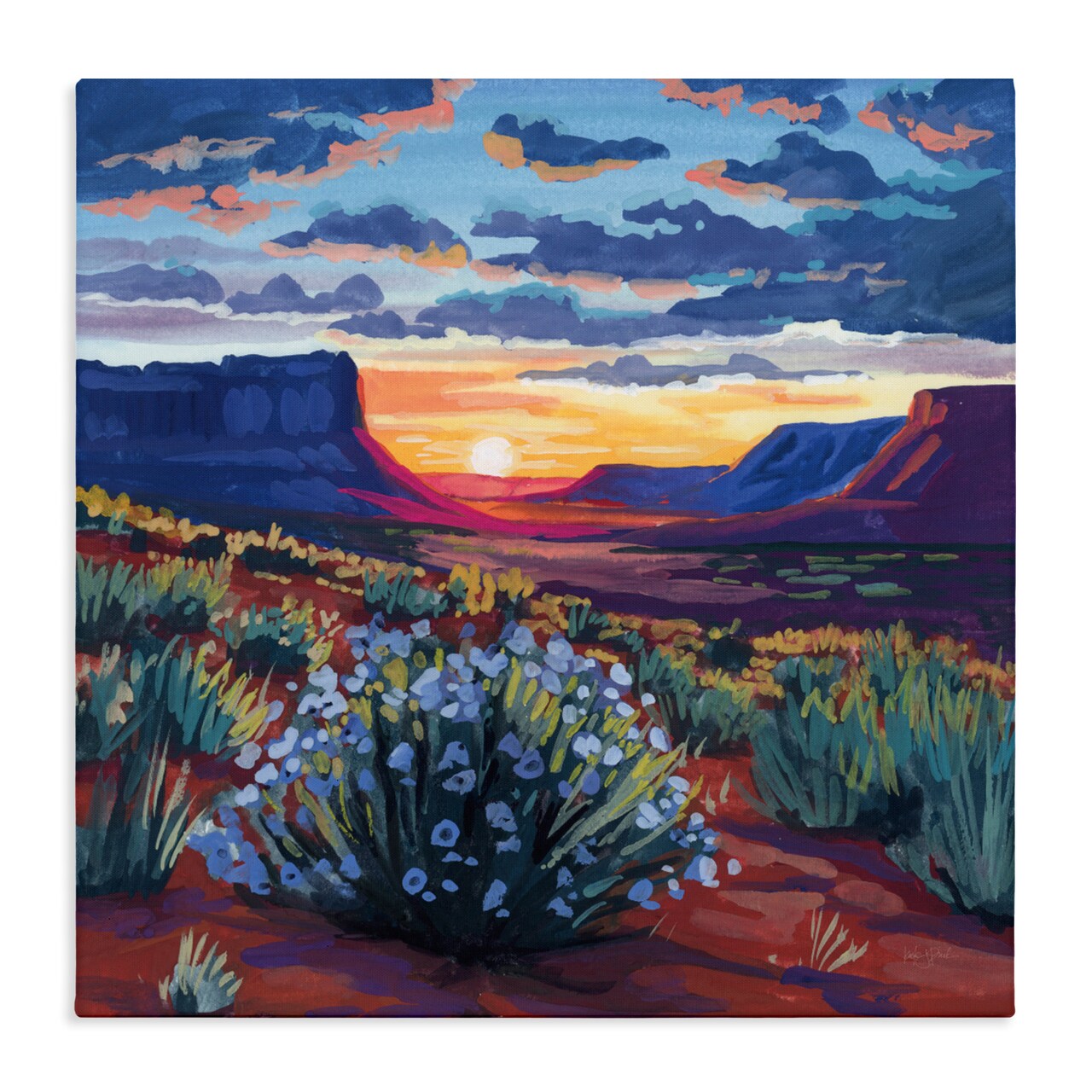 Stupell Industries Desert Sunset on Blooming Bush Canvas, design by Kate Jarvik Birch